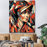 Painting by numbers - retro portrait of the 40s-50s in abstract Popova style